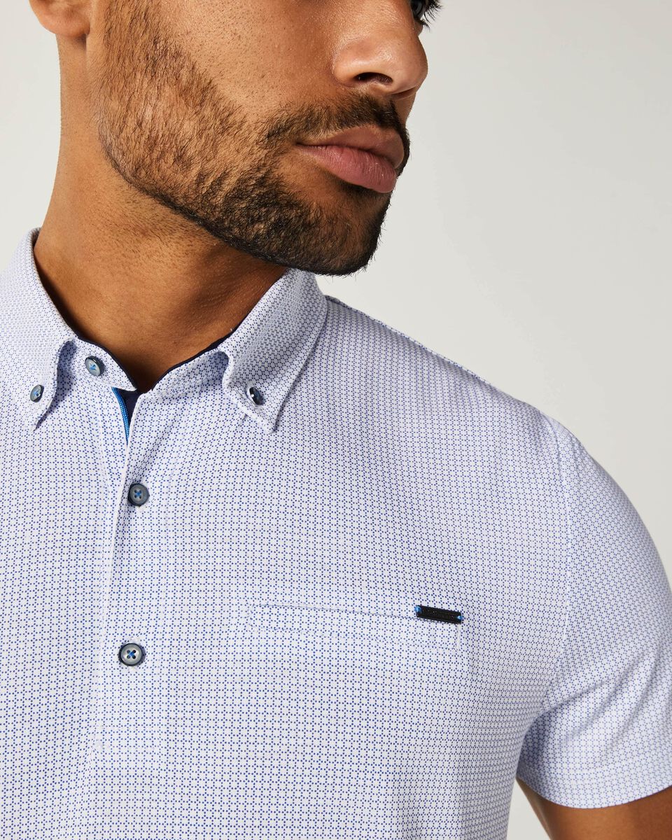 Mens White/Blue Polo Shirt
